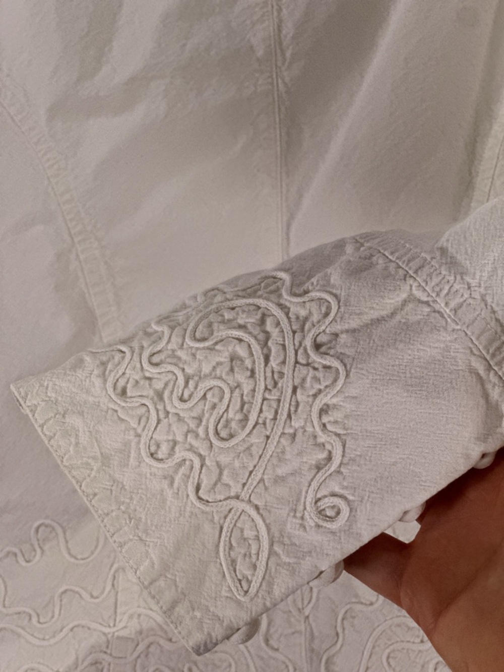 Gretty Zueger Button Down Shirt Embroidered Lace Peplum Cotton White XL - Picture 5 of 12